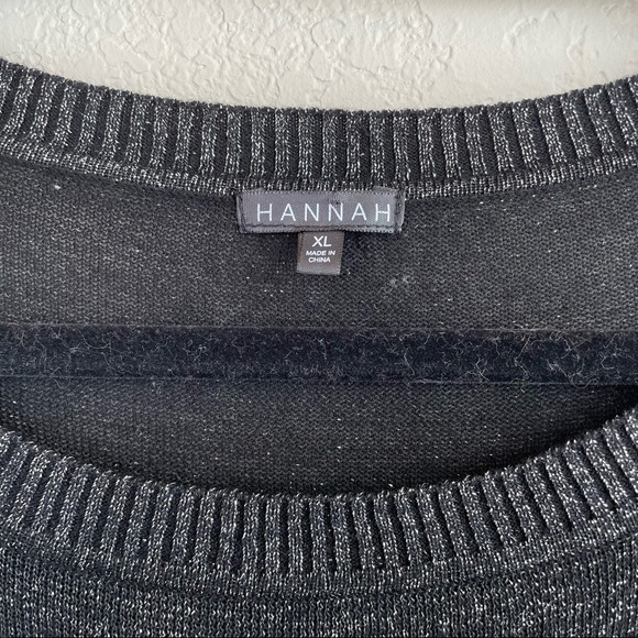 Hannah Long Sleeve Black Shimmer Metallic Top Size XL - Picture 4 of 9